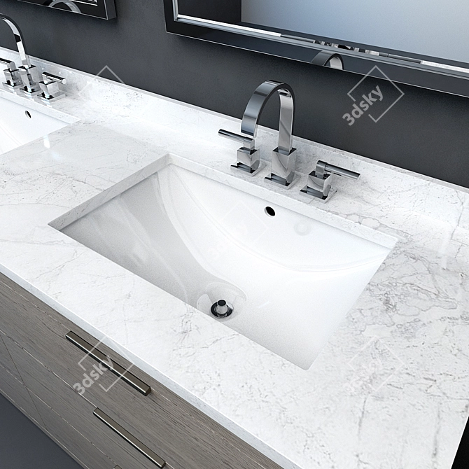 Modern Machinto Double Vanity: Sleek, Functional Design 3D model image 3