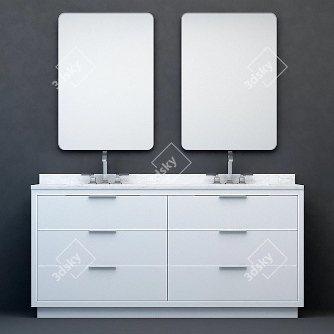 RH Modern Machinto Double Vanity2 3D model image 1