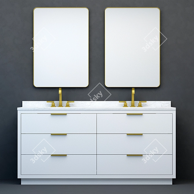 RH Modern Machinto Double Vanity2 3D model image 4