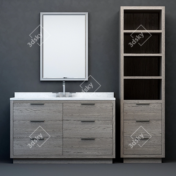 Sleek RH Modern Machinto Vanity 3D model image 1