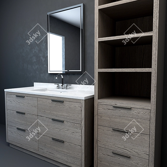 Sleek RH Modern Machinto Vanity 3D model image 2