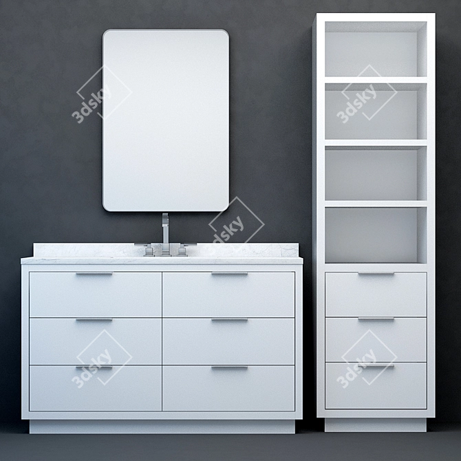 RH Modern Machinto Extra-Wide Vanity 3D model image 1