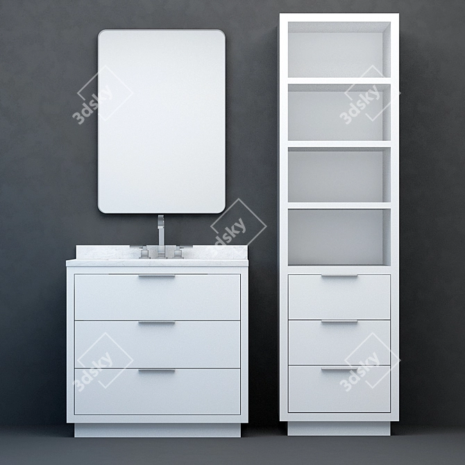 RH Modern Machinto Single Vanity 3D model image 1