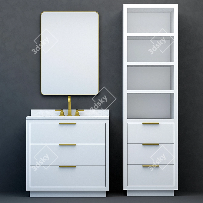 RH Modern Machinto Single Vanity 3D model image 4