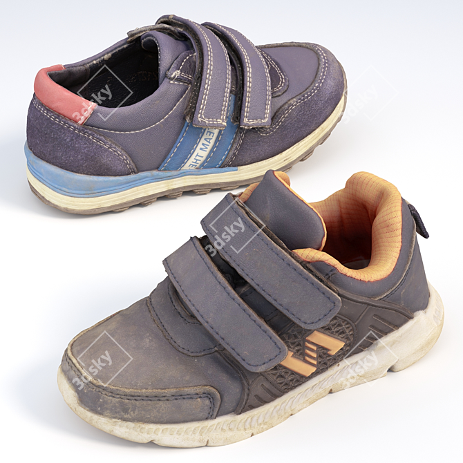 3D Kids Sneakers: Detailed Scanned Textures 3D model image 5