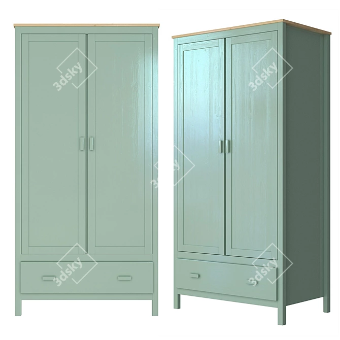 Elegant 2-Door Alvina Wardrobe 3D model image 1