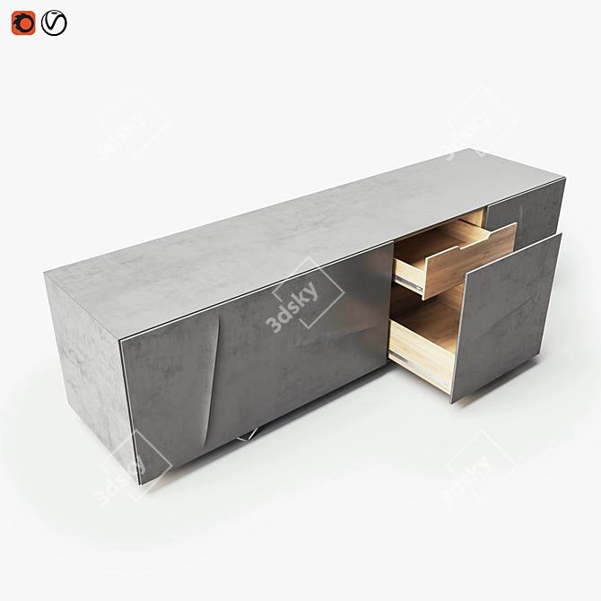  Modern Aluminum Sideboard: Sleek Design, Durable Construction 3D model image 2