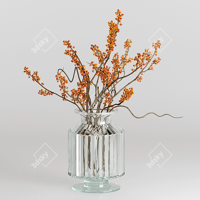 Orbicular Branches in Glass Vase 3D model image 2