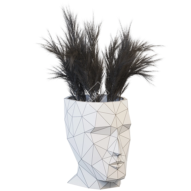 Sculpted Stone Man Face Flower Pot 3D model image 4