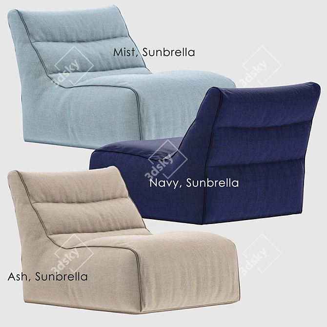 Sunbrella Outdoor Bean Bags: Stylish, Durable Seating 3D model image 3