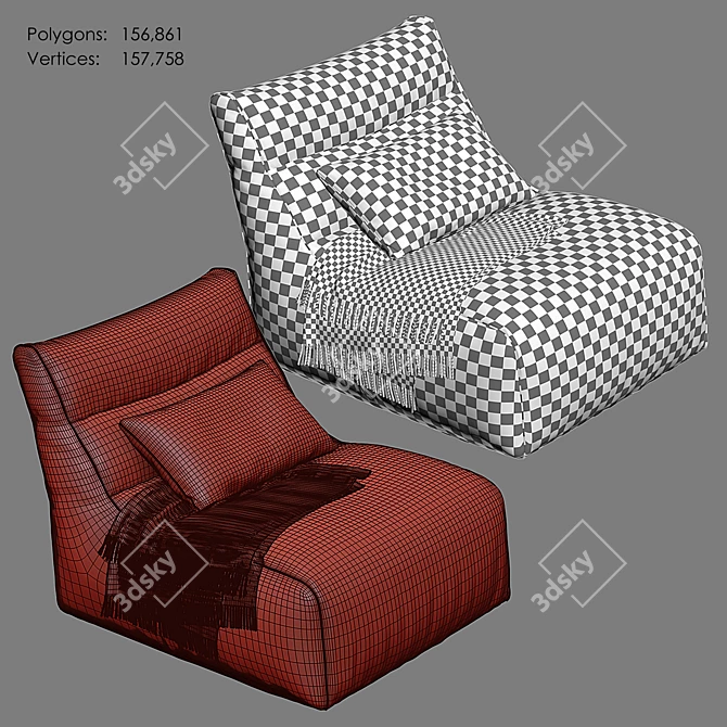 Sunbrella Outdoor Bean Bags: Stylish, Durable Seating 3D model image 5