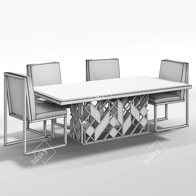 Modern Metal and Marble Dining Table 3D model image 5