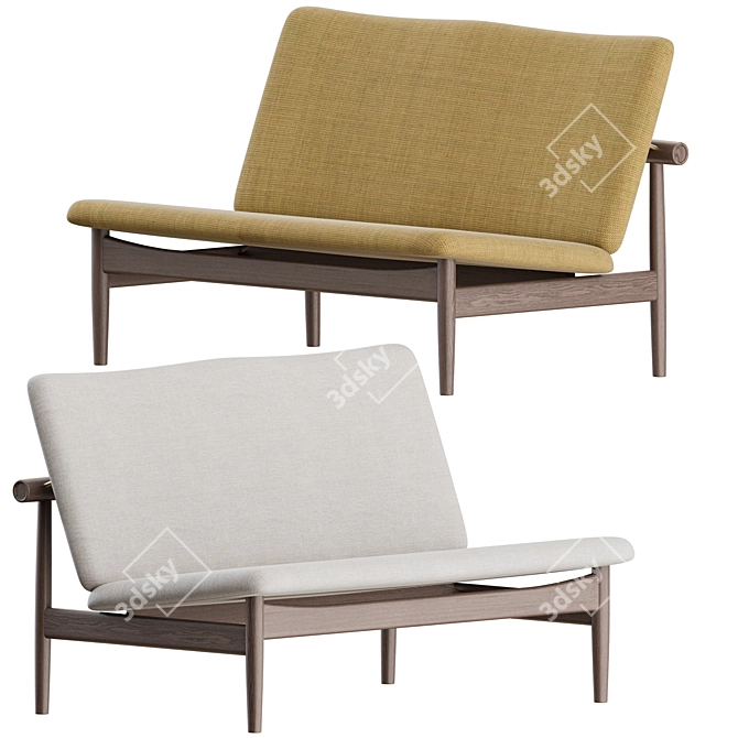 Finn Juhl Japan Sofa: Elegant 2-Seater 3D model image 1