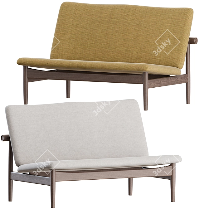 Finn Juhl Japan Sofa: Elegant 2-Seater 3D model image 4