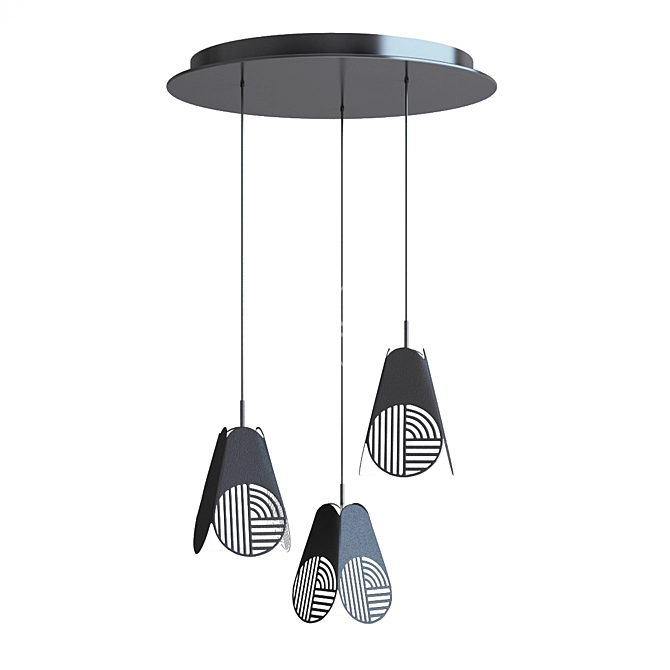 Elegant Trio Pendant Light 3D model image 2