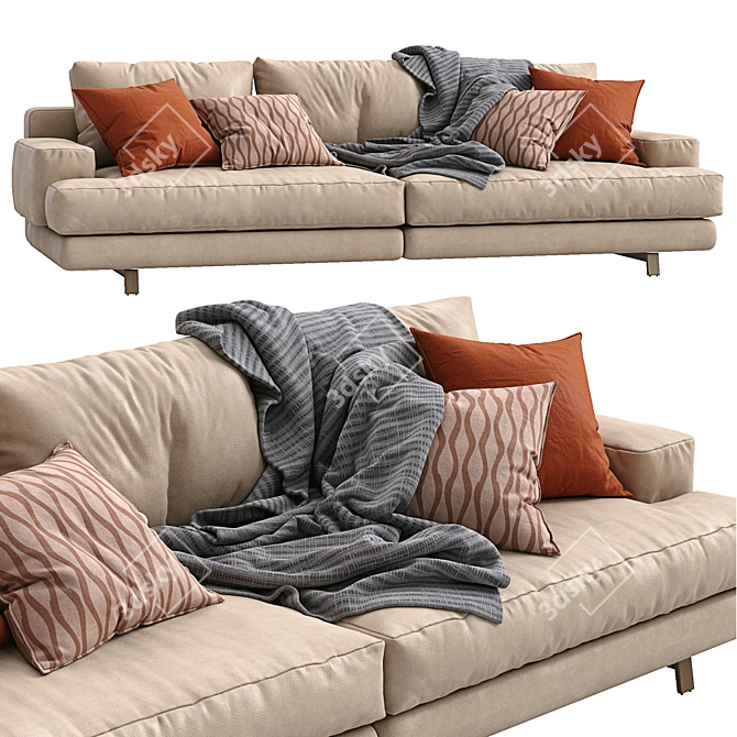 Modern Marmont Leather Sofa 3D model image 1