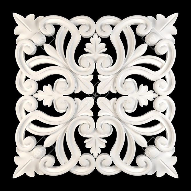 Elegant Rosette Wall Decor 3D model image 2