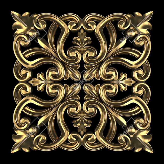 Elegant Rosette Wall Decor 3D model image 4