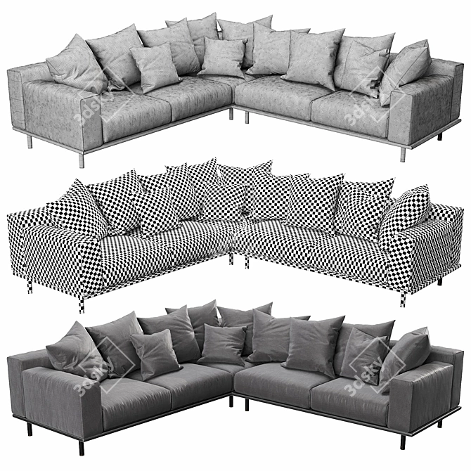 Sleek Meridiani KUOIO Sectional 3D model image 3
