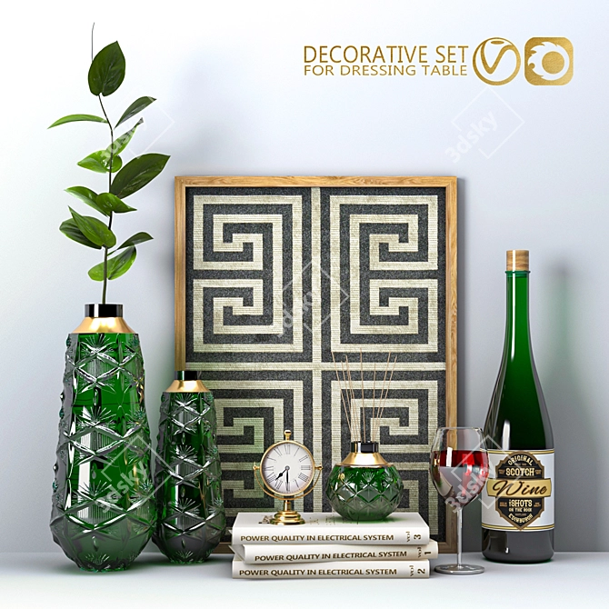 Elegant Decor Set: Flowers, Books, Frames & More 3D model image 1