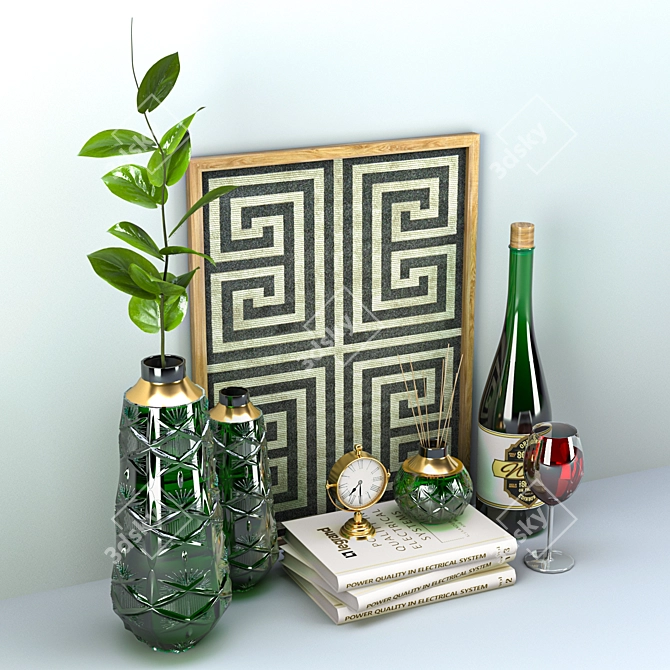 Elegant Decor Set: Flowers, Books, Frames & More 3D model image 2