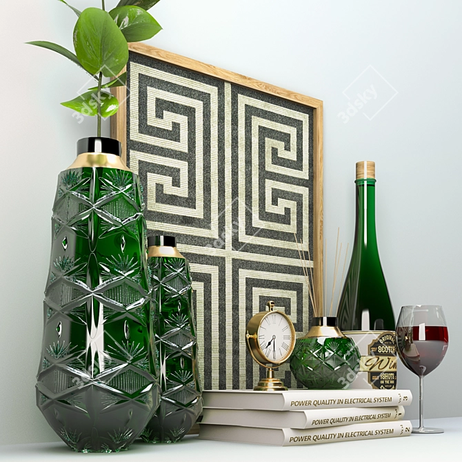 Elegant Decor Set: Flowers, Books, Frames & More 3D model image 3