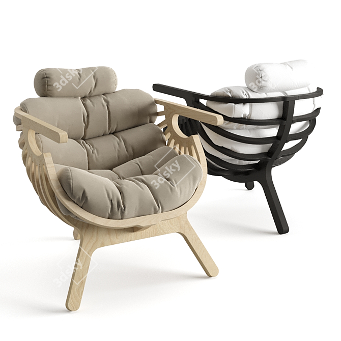 Ergonomic Shell Armchair: Natural Comfort 3D model image 2