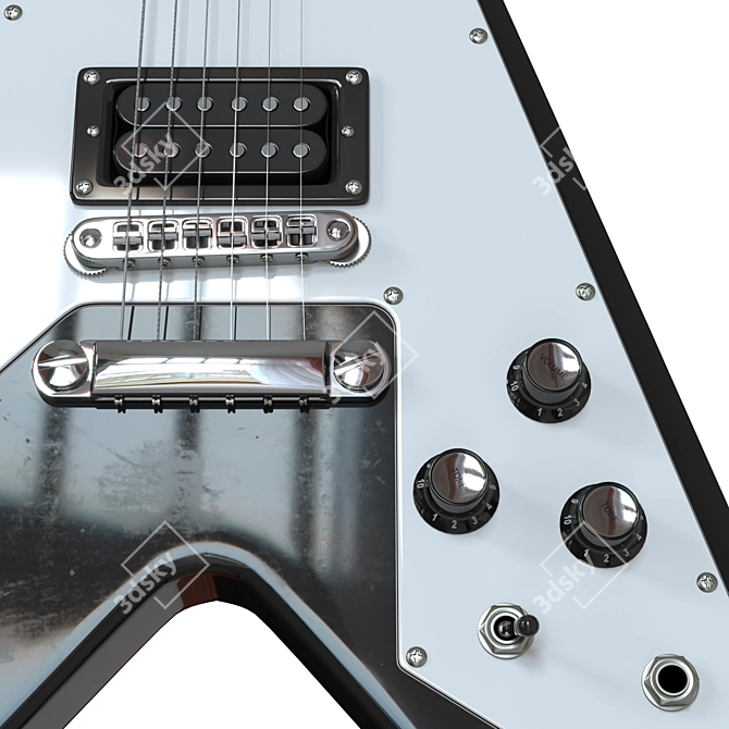 Gibson Epiphone Flying V-Style Electric Guitar - Black/Beige 3D model image 3