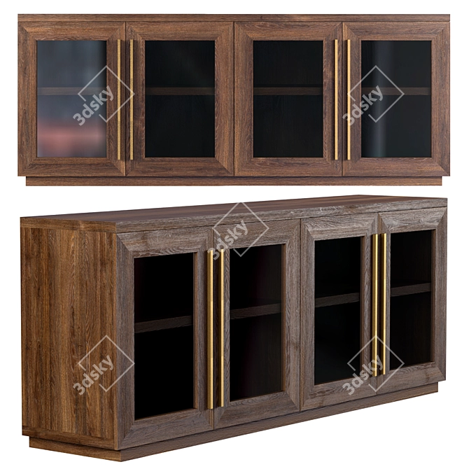 Sleek Glass 4-Door Sideboard 3D model image 3