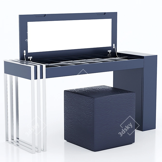 Elegant Vanity Set with Ottoman - Franco Furniture 3D model image 1