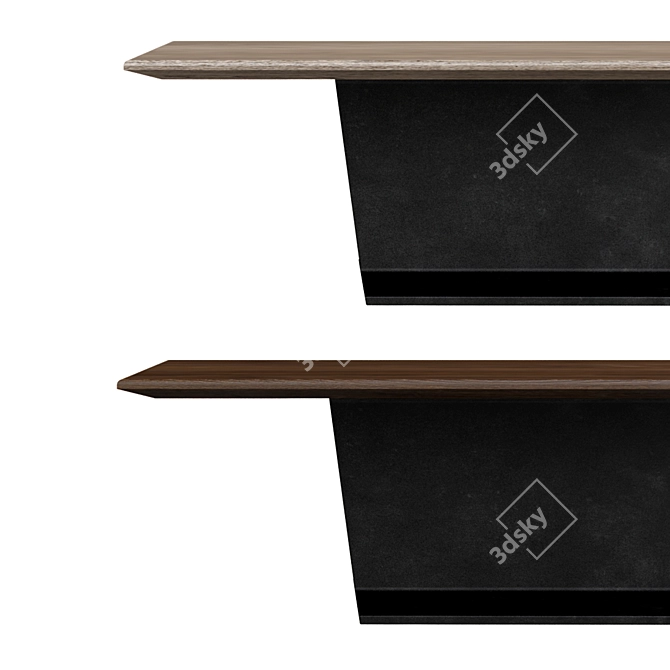 Sleek Metal I-Beam Coffee Table 3D model image 2