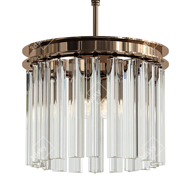 Glamorous Odeon Clear Glass Chandelier 3D model image 1