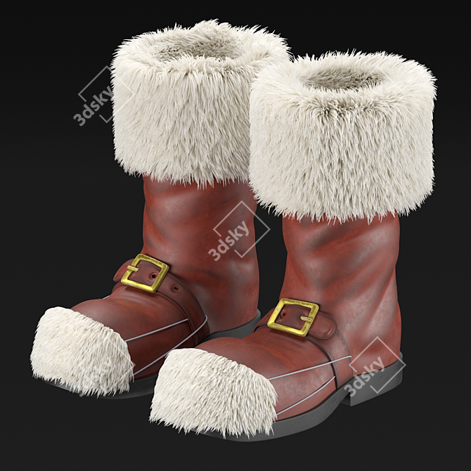 Festive Santa Claus Boots 3D model image 1