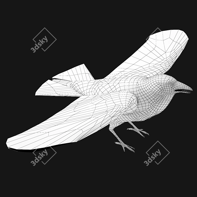 Eco-Friendly Crow Sculpture 3D model image 3