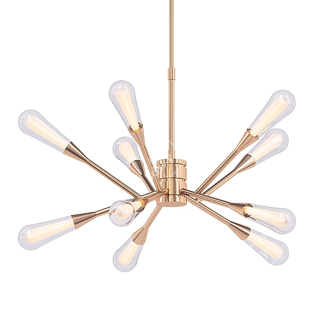 Elegant Gold LED Chandelier 3D model image 1