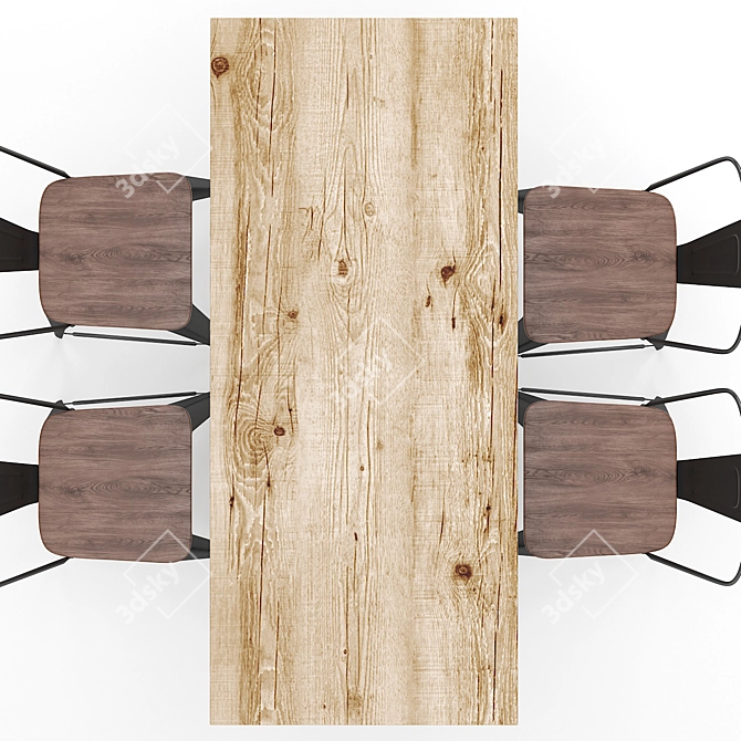 Vintage Bar Table and Stools 3D model image 3