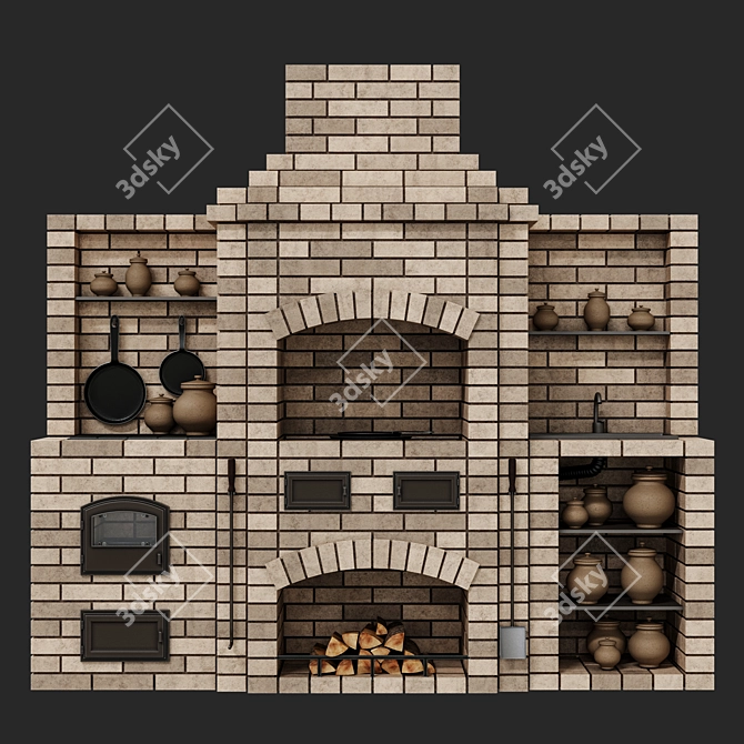 Brick BBQ Oven | Outdoor Grilling 3D model image 2