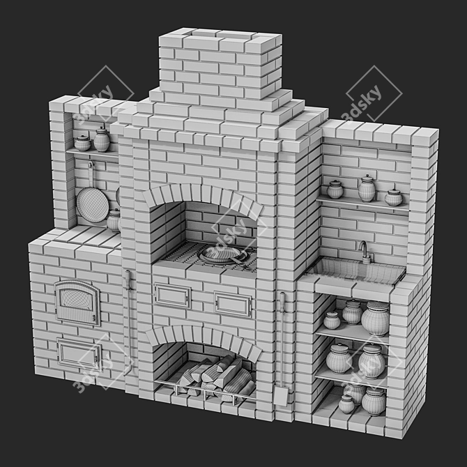Brick BBQ Oven | Outdoor Grilling 3D model image 3