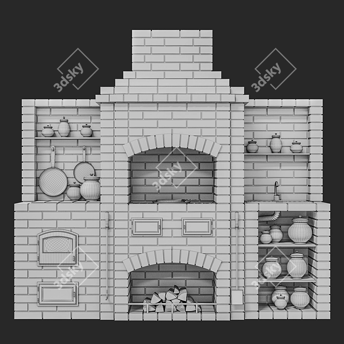 Brick BBQ Oven | Outdoor Grilling 3D model image 4