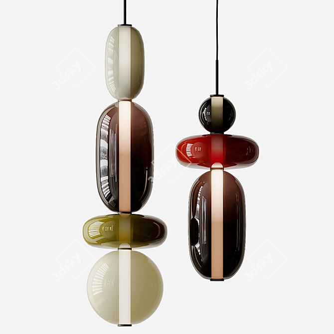 Bomma Pebbles Pendant: Exquisite Lighting 3D model image 1