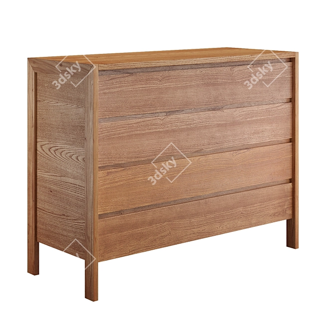 Dark Ash 4-Drawer Storage 3D model image 1