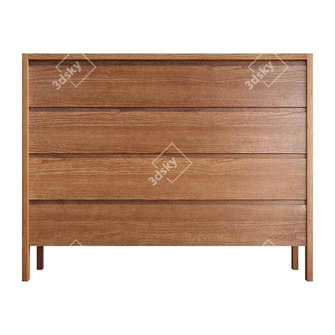 Dark Ash 4-Drawer Storage 3D model image 2