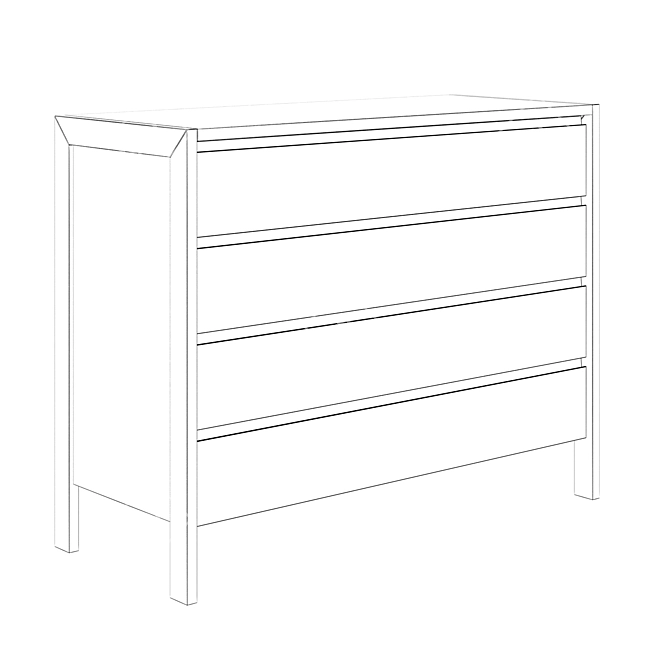 Dark Ash 4-Drawer Storage 3D model image 4
