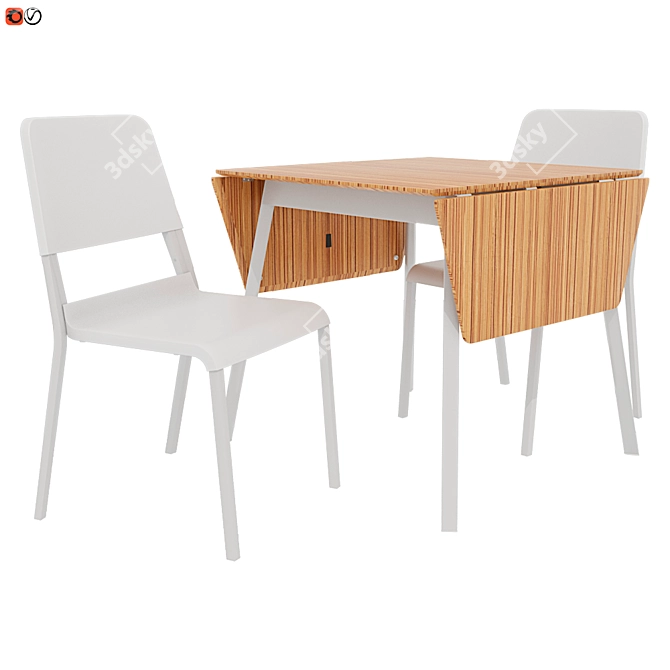 Sleek Bamboo Dining Set 3D model image 1