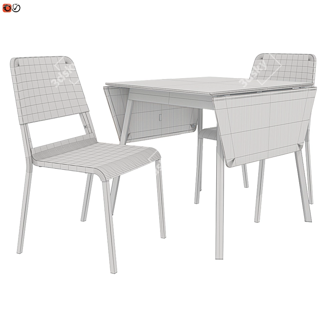 Sleek Bamboo Dining Set 3D model image 2