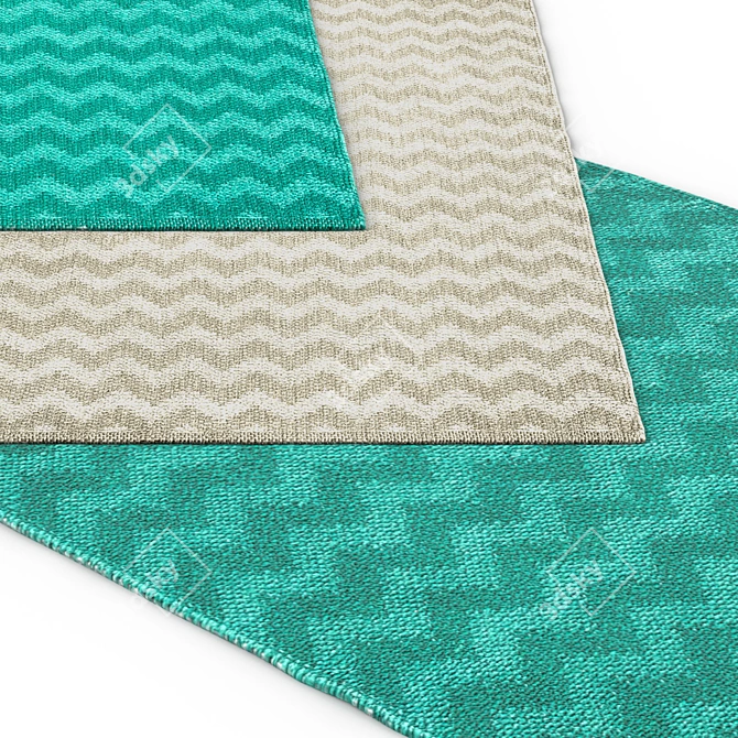 Bredevad Zigzag Beige and Green Carpet 3D model image 3