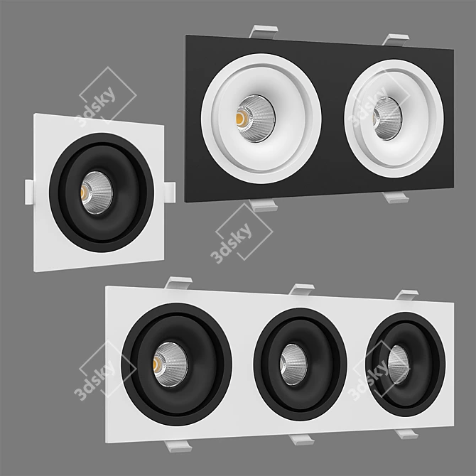 Sleek Rotating LED Downlight 3D model image 1