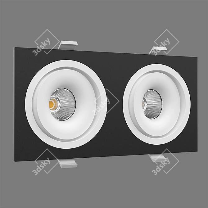 Sleek Rotating LED Downlight 3D model image 3