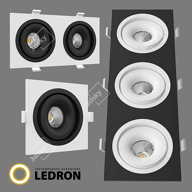 Sleek Rotating LED Downlight 3D model image 6
