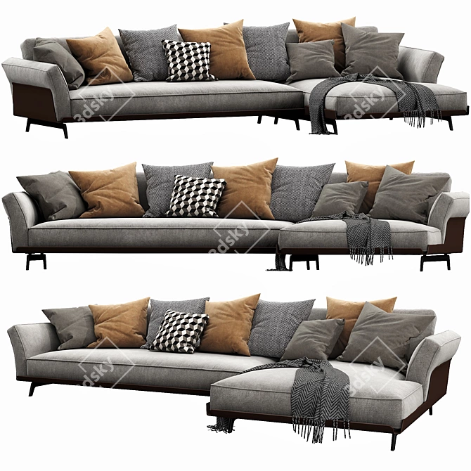 Flexform Este Chaise Lounge: Sleek Luxury Relaxation 3D model image 2